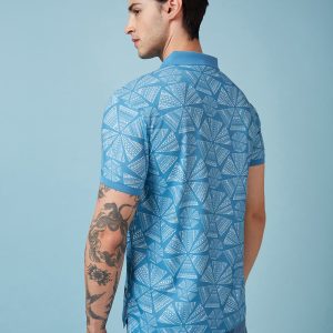 Status Quo Men'S Abstract Printed Polo Collar Short Sleeves Regular Fit Tshirt