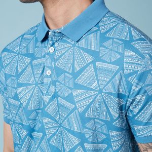 Status Quo Men'S Abstract Printed Polo Collar Short Sleeves Regular Fit Tshirt