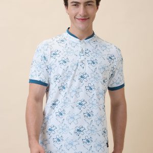 Status Quo Men'S Printed Henley Neck Half Sleeves Regular Fit Tshirt