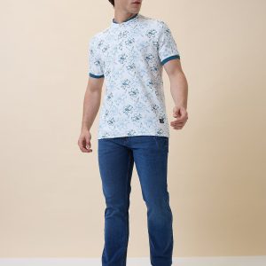 Status Quo Men'S Printed Henley Neck Half Sleeves Regular Fit Tshirt