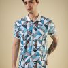 Status Quo Men'S All-Over Geometric Printed Polo Collar Half Sleeves Regular Fit Tshirt