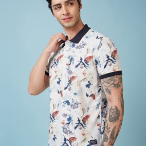 Status Quo Men'S Graphic Printed Polo Collar Short Sleeves Regular Fit Tshirt