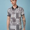 Status Quo Men'S Abstract Printed Polo Collar Short Sleeves Regular Fit Tshirt