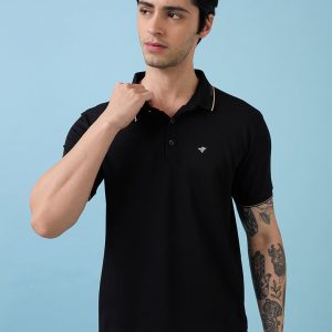 Status Quo Men'S All-Over Solid Polo Collar Half Sleeves Regular Fit Tshirt