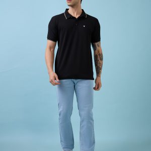 Status Quo Men'S All-Over Solid Polo Collar Half Sleeves Regular Fit Tshirt