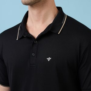 Status Quo Men'S All-Over Solid Polo Collar Half Sleeves Regular Fit Tshirt