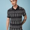 Status Quo Men'S Abstract Printed Polo Collar Short Sleeves Regular Fit Tshirt
