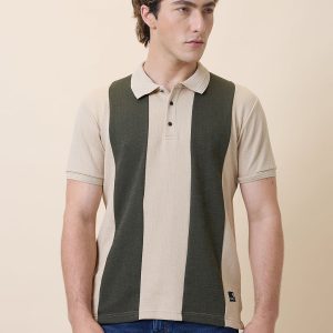 Status Quo Men'S Self Design Polo Collar Half Sleeves Regular Fit Tshirt