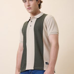 Status Quo Men'S Self Design Polo Collar Half Sleeves Regular Fit Tshirt
