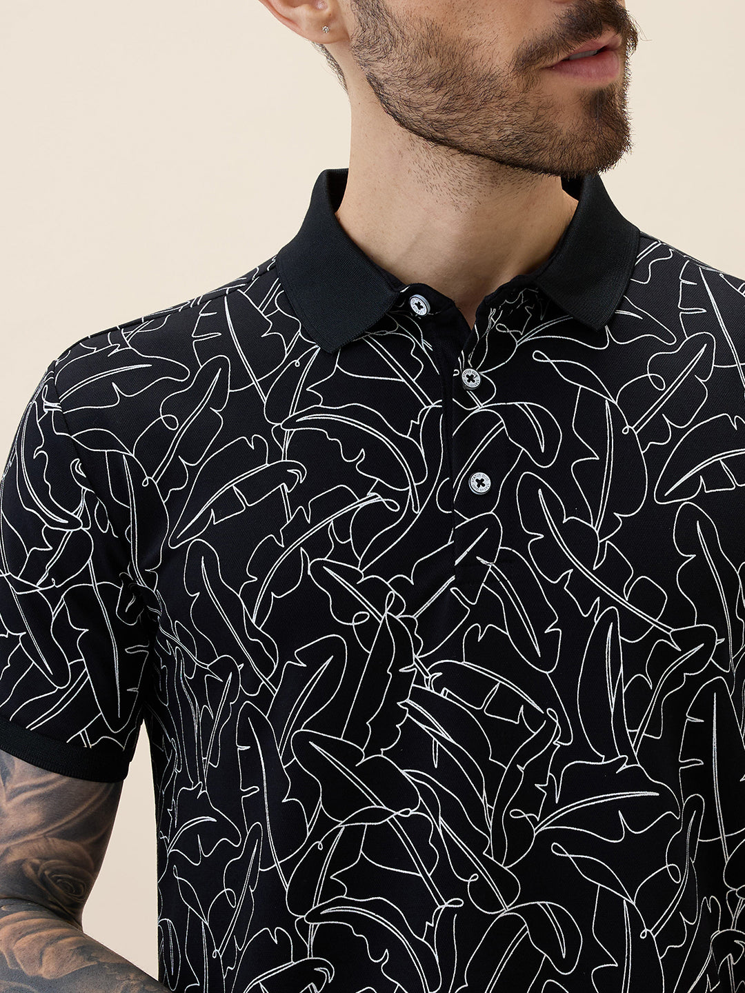 Status Quo Status Quo Men'S Printed Polo Collar Half Sleeves Regular Fit Tshirt