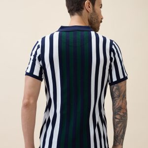 Status Quo Status Quo Men'S Striped Polo Collar Half Sleeves Regular Fit Tshirt