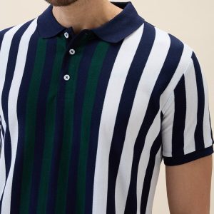 Status Quo Status Quo Men'S Striped Polo Collar Half Sleeves Regular Fit Tshirt