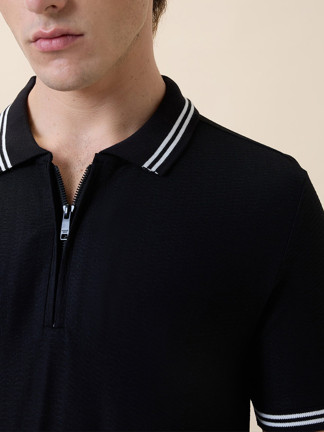 Status Quo Men'S Solid Polo Collar Half Sleeves Regular Fit Tshirt