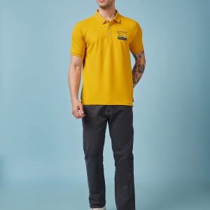 Status Quo Men'S Graphic Printed Polo Collar Short Sleeves Regular Fit Tshirt
