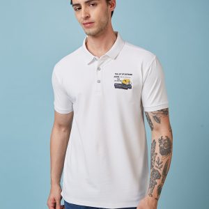 Status Quo Men'S Graphic Printed Polo Collar Short Sleeves Regular Fit Tshirt
