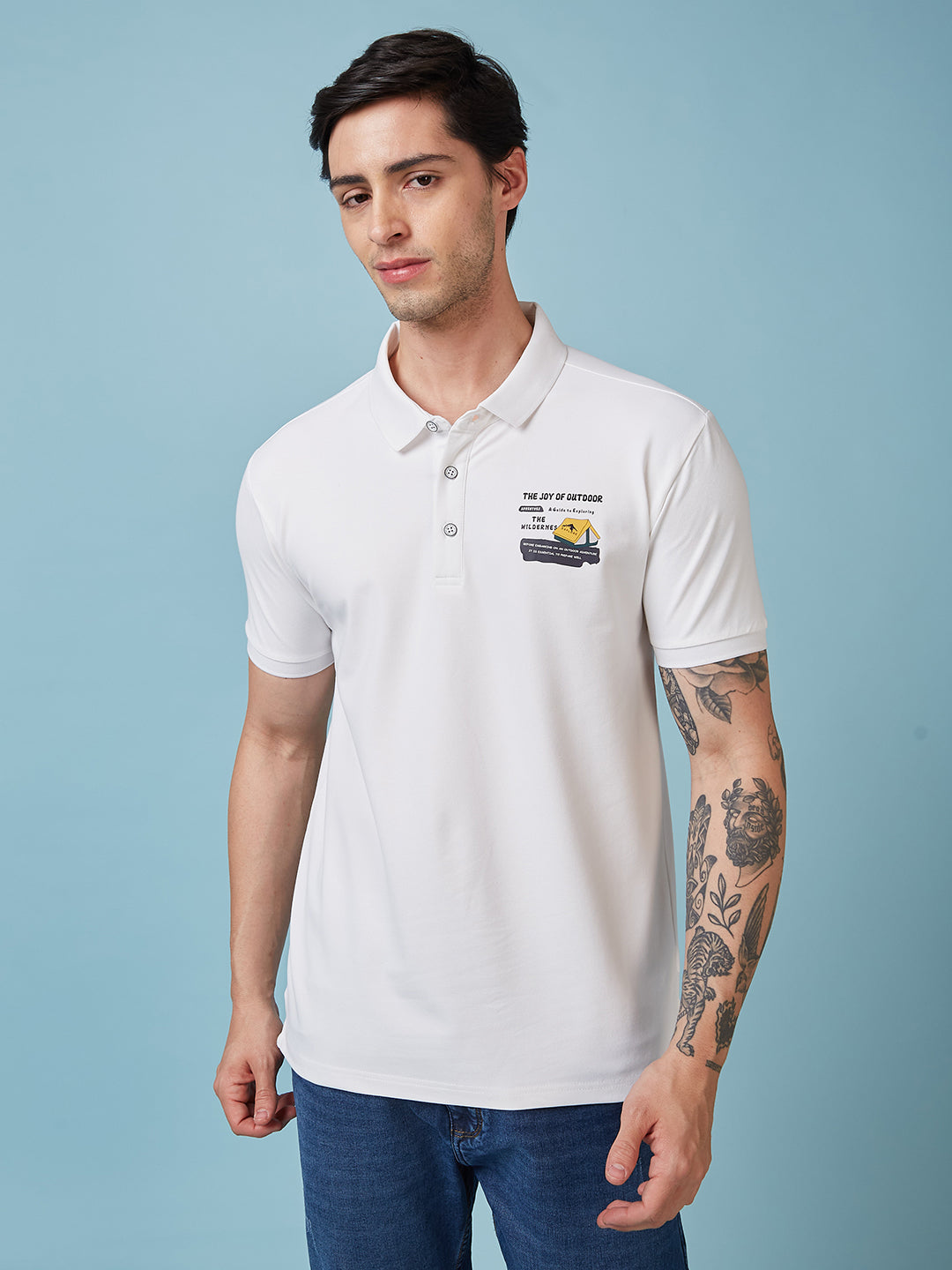 Status Quo Men'S Graphic Printed Polo Collar Short Sleeves Regular Fit Tshirt