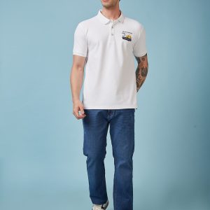 Status Quo Men'S Graphic Printed Polo Collar Short Sleeves Regular Fit Tshirt