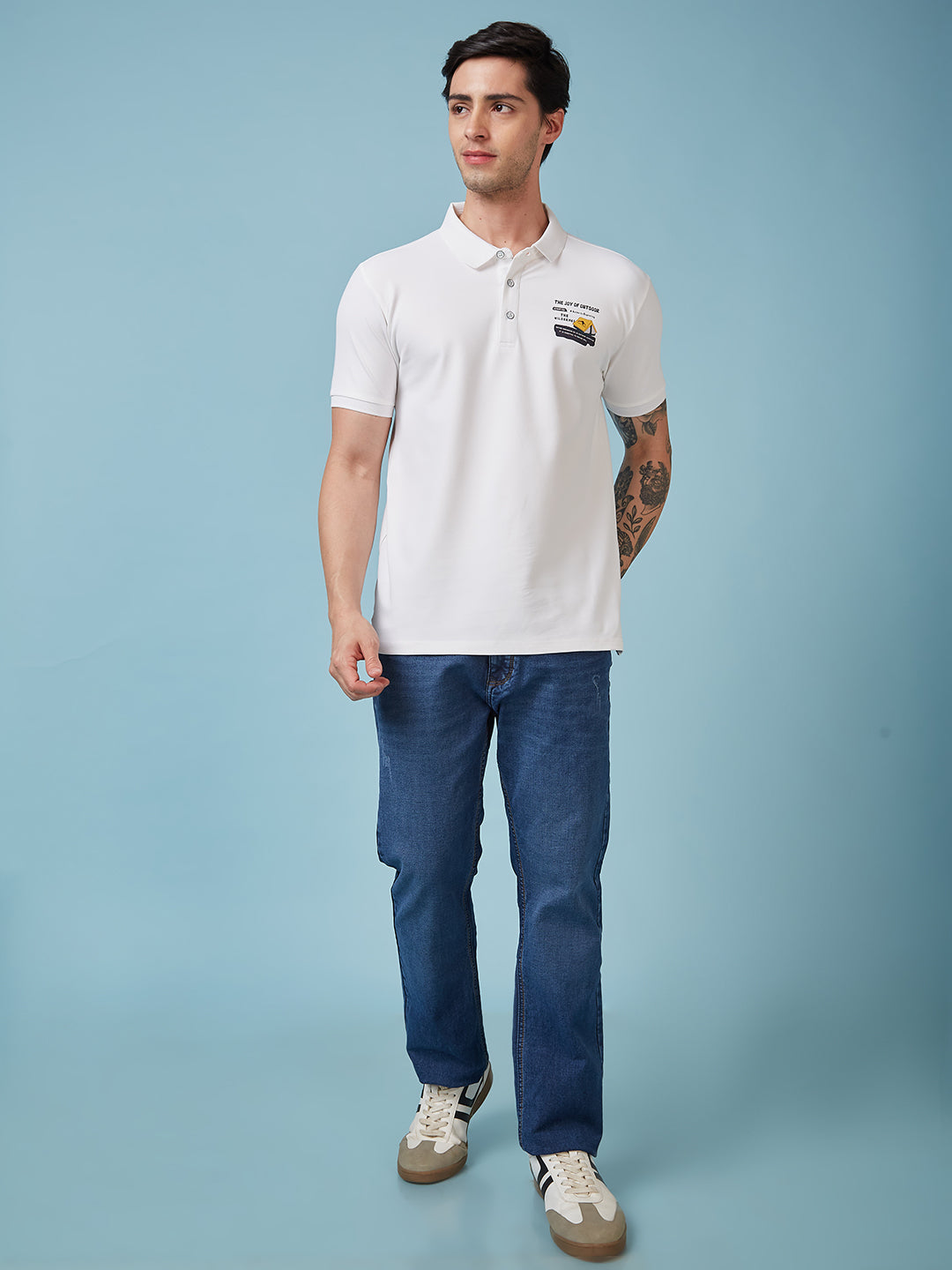 Status Quo Men'S Graphic Printed Polo Collar Short Sleeves Regular Fit Tshirt