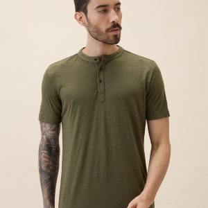 Status Quo Men'S Solid Henley Neck Half Sleeves Regular Fit Tshirt