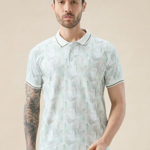 Status Quo Men'S Half Sleeves Regular Fit Tropical Polo Tshirt With Tipping