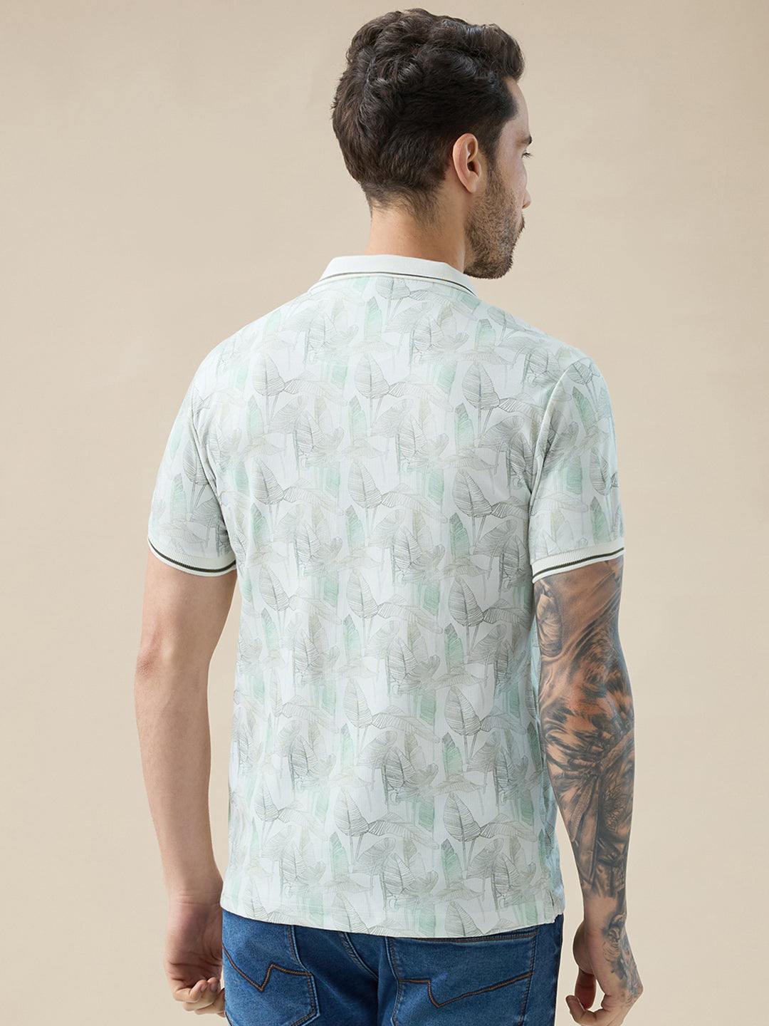 Status Quo Men'S Half Sleeves Regular Fit Tropical Polo Tshirt With Tipping