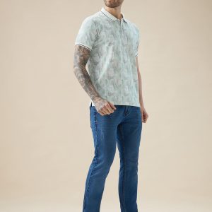 Status Quo Men'S Half Sleeves Regular Fit Tropical Polo Tshirt With Tipping