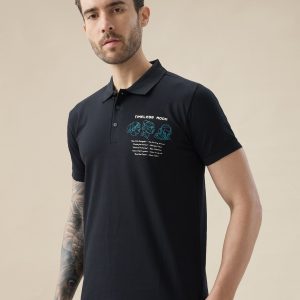 Status Quo Men'S Half Sleeve Typography Polo T-Shirt With Back And Chest Print