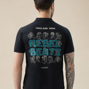 Status Quo Men'S Half Sleeve Typography Polo T-Shirt With Back And Chest Print
