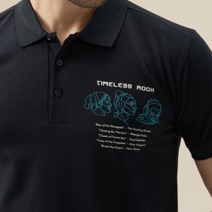 Status Quo Men'S Half Sleeve Typography Polo T-Shirt With Back And Chest Print