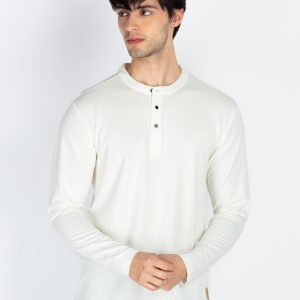 Mens Solid Henley Neck Full Sleeve T-Shirt