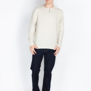 Mens Striped Henley Neck T-Shirt