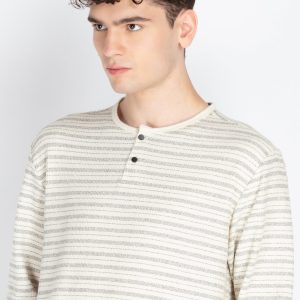 Mens Striped Henley Neck T-Shirt