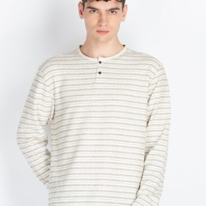 Mens Striped Henley Neck T-Shirt