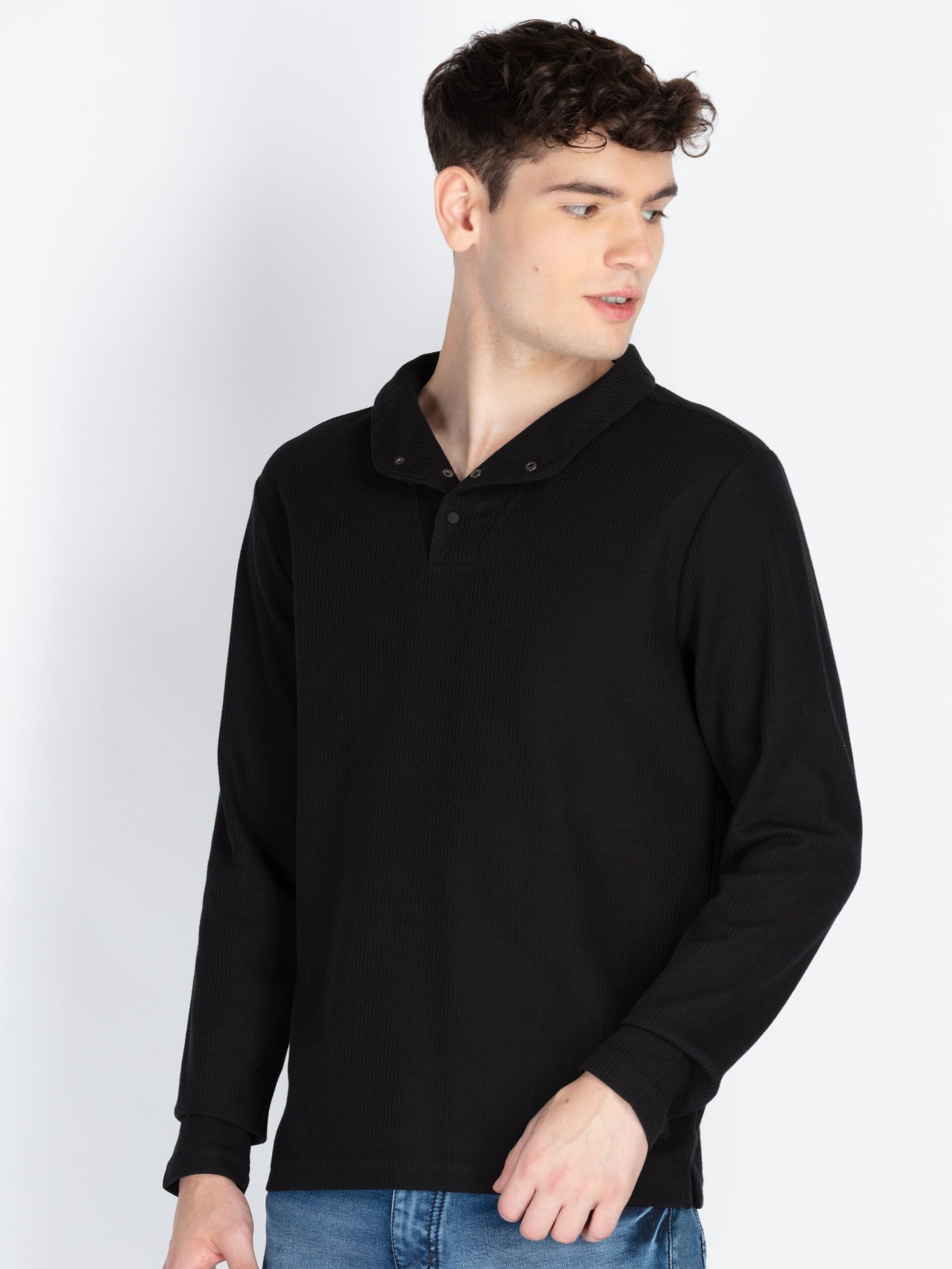 Mens Solid High Neck T-Shirt