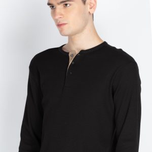 Status Quo Men'S Solid Henley Neck T-Shirt