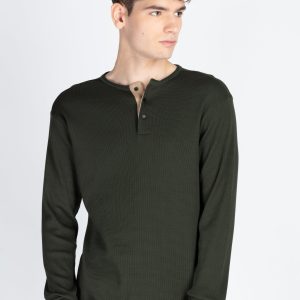 Status Quo Men'S Solid Henley Neck T-Shirt