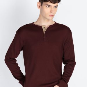 Status Quo Men'S Solid Henley Neck T-Shirt