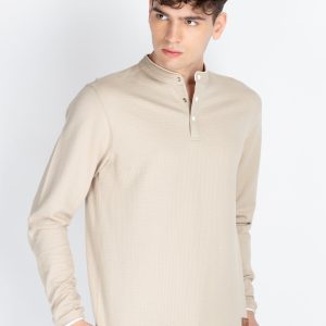 Mens Solid Henley Neck T-Shirt
