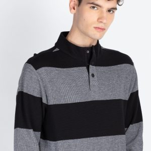 Men'S Striped Knitted Regular Fit Winter Sweatshirt