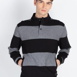 Men'S Striped Knitted Regular Fit Winter Sweatshirt