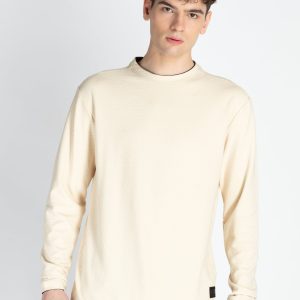 Mens Solid Round Neck Lightweight Sweatshirt