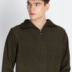 Mens Solid High Neck Lightweight Sweatshirt