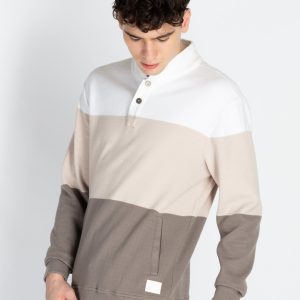 Mens Striped High Neck Lightweight Sweatshirt