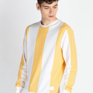Status Quo Mens Striped Round Neck Lightweight Sweatshirt