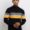 Mens Colourblocked High Neck Sweater