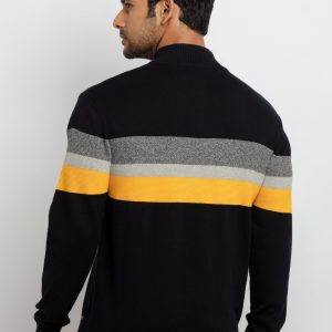 Mens Colourblocked High Neck Sweater