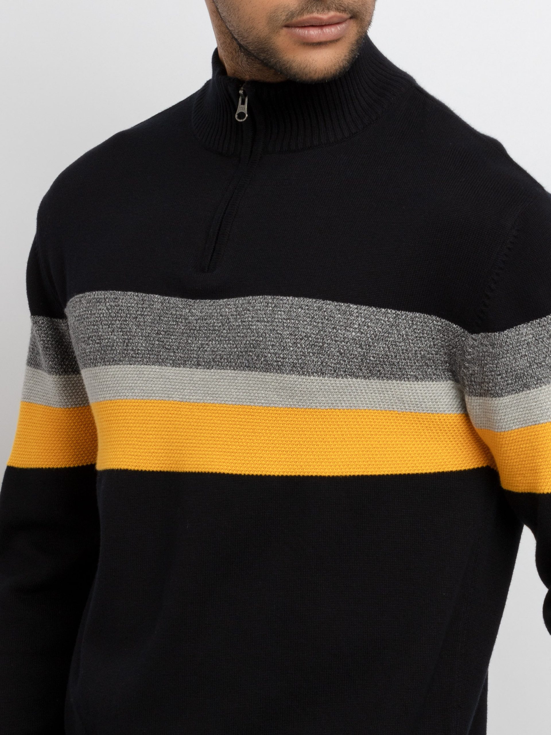 Mens Colourblocked High Neck Sweater