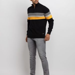 Mens Colourblocked High Neck Sweater