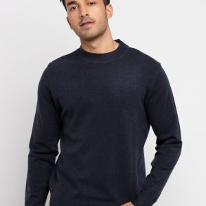 Mens Solid High Neck Sweater