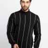 Status Quo Mens Striped High Neck Sweater